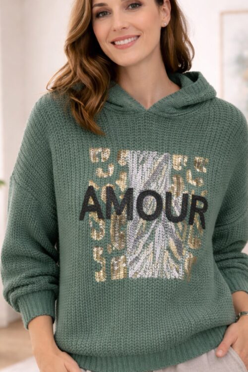 Amour Lagoon Knit Hoodie - Green