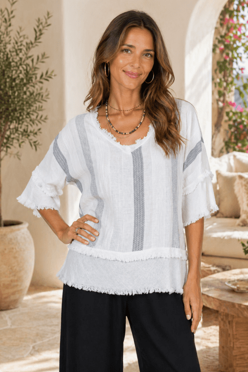Striped Italian Linen Top