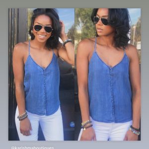 Tencel Button Front Racerback Tank Top