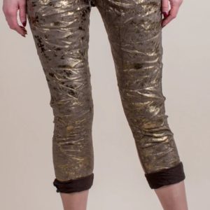 Faux Suede Pants with Metallic Foil Print - Image 2