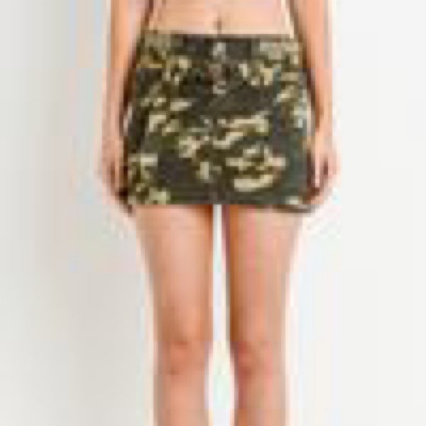 Camo Mini Denim Skirt