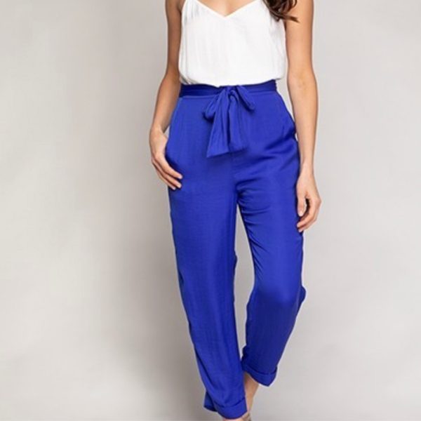 Capri Slim Leg Woven Pants - Capri Blue