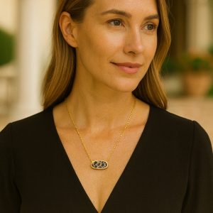 Oval Semi Precious Stone Necklace