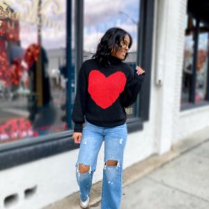 Love is in the air turtle neck heart sweater - Image 5