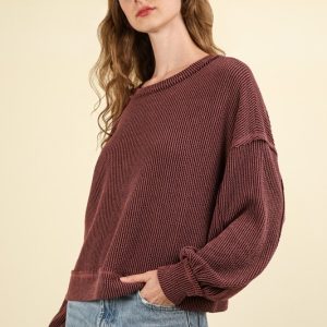 Two Tone Otto Ribbed Oversized Soft Comfy knit Top - Image 4