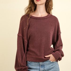 Two Tone Otto Ribbed Oversized Soft Comfy knit Top - Image 3