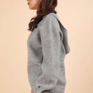 Cozy Oversized Knit Sweater Hoodie Top - Image 4