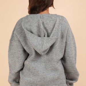 Cozy Oversized Knit Sweater Hoodie Top - Image 2