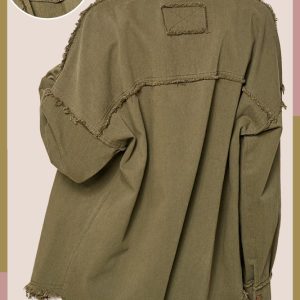 Cut Edge Detailed Front Pocket Button Down Jacket - Image 2