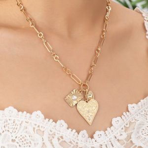 3 Heart Charm cluster necklace - Image 4