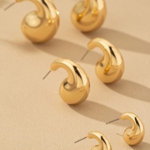 Trio puffy teardrop earrings set - Image 2