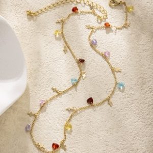 Multi color zirconia bead drop necklace - Image 2