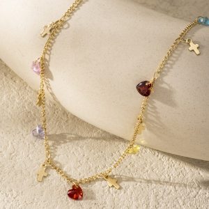 2 Row herringbone chain sun moon star charms necklace - Image 3