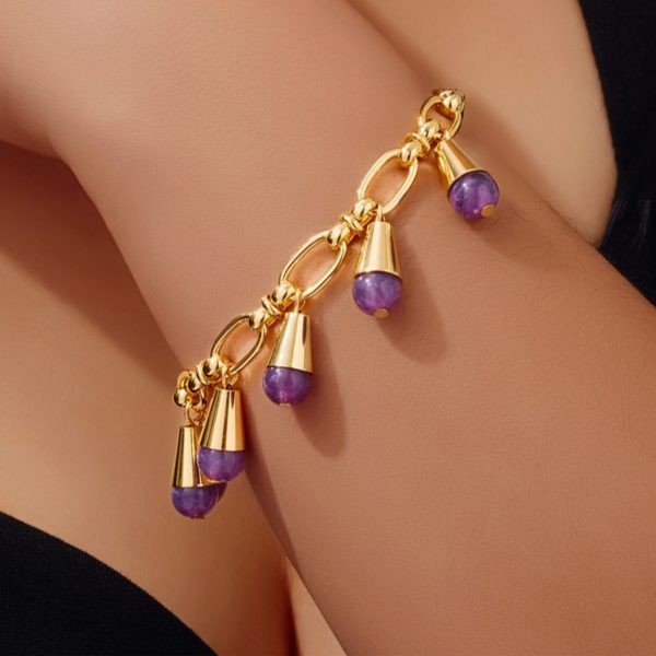 Amethyst charm drop bracelet