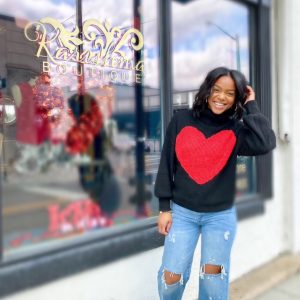 Love is in the air turtle neck heart sweater