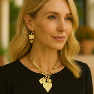 3 Heart Charm cluster necklace