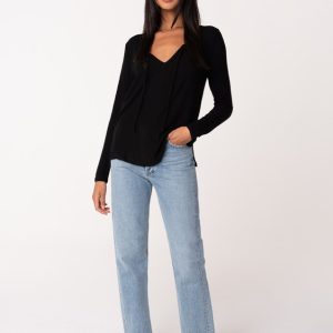 Micro Rib Long Sleeve Knit Pullover Top - Image 5