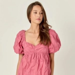 Texted Babydoll Mini Dress