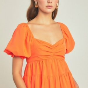 Organza Blouson Mini Dress