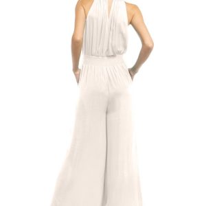 Wide Leg Jumpsuit With Front Tie Keyhole - Image 2