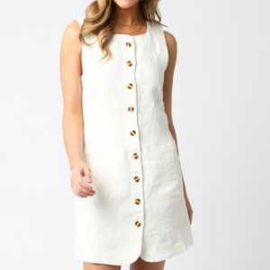 Violette Dress features a button down and an adjustable strap.