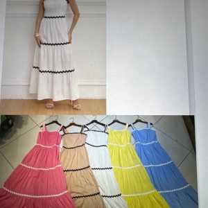 Ruffle Trim Tiered Maxi Dress - Camel