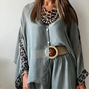 Silk Plain With Leopard Sides Top