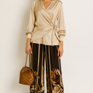 Regal Equestrian Italian Wide-Leg Palazzo Pants