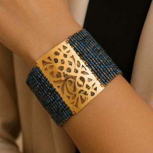 CLOVIS BRACELET IN GOLD, LIGHT BLUE AND METALLIC GRAY