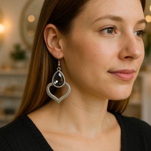 Zinc Metal Glass Earrings