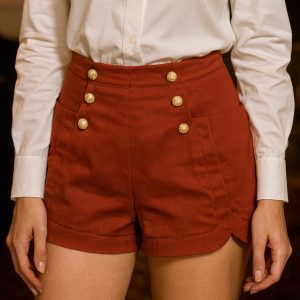 Solid High Waisted Utility Shorts