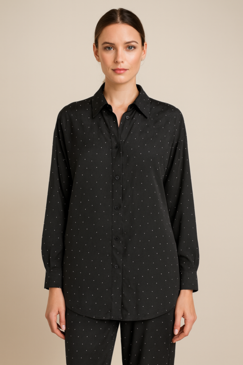 Zannza Couture “Midnight Rhinestone Elegance Top