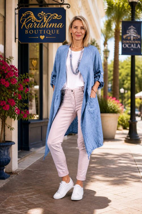 Shawl Style Long Linen Jacket - One Size Fits Most