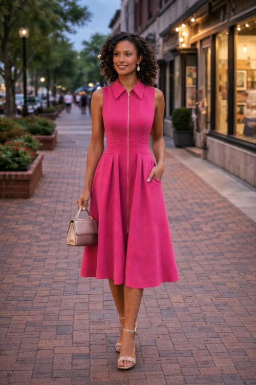 Farfalla Magenta Milano Zip-Front Dress – Trina Turk