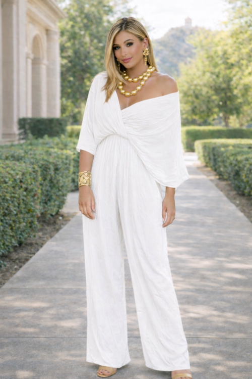 Athena Cream Silk Tie-Back Jumpsuit