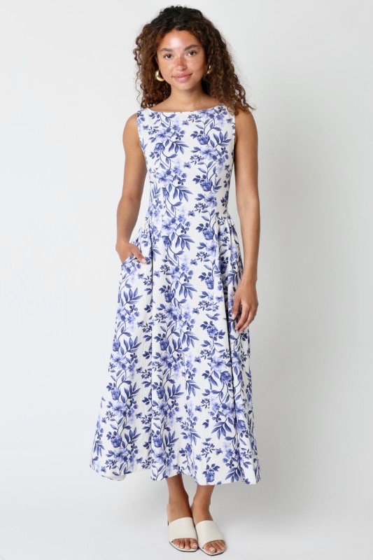 Emma Blue Floral Dress - Image 2
