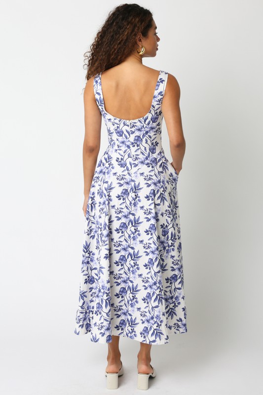 Emma Blue Floral Dress - Image 4