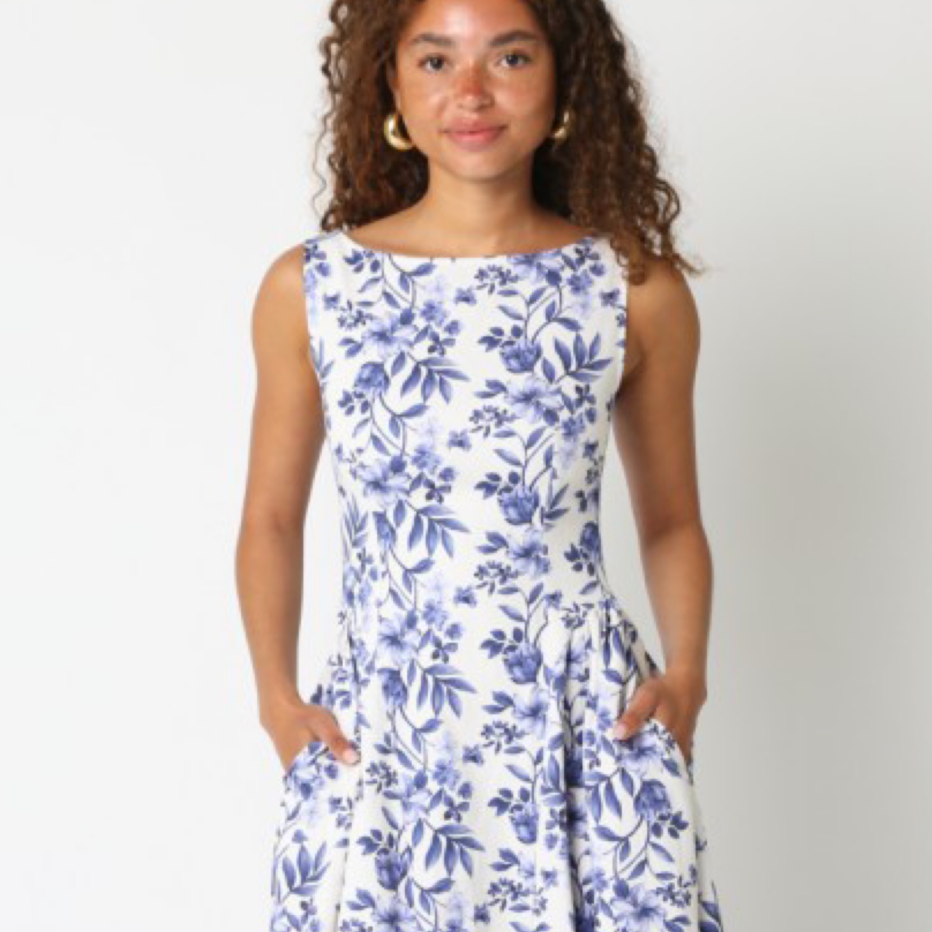 Emma Blue Floral Dress - Image 5