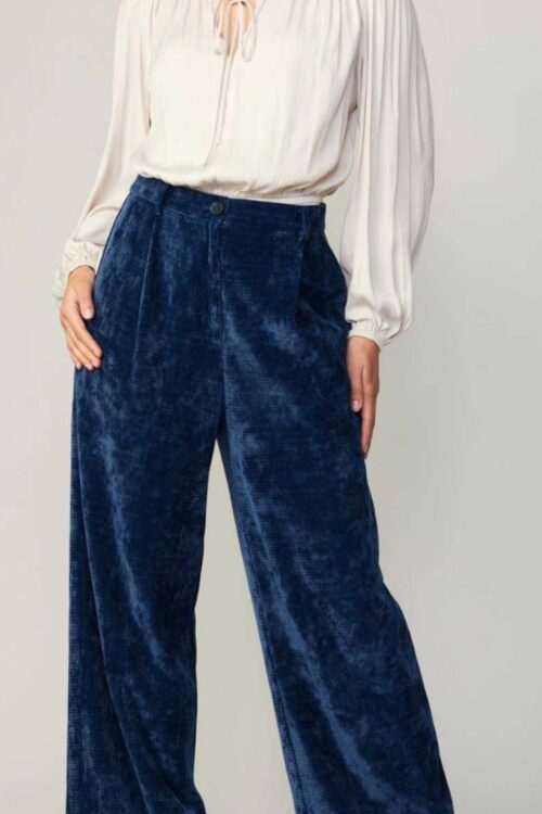 Corduroy High Waist Wide Pants With Pleated Pockets