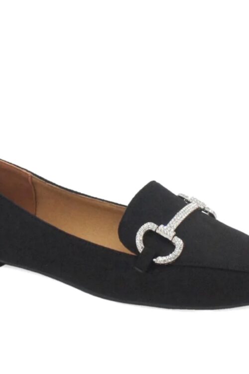 Swirl elegant black suede flat loafer