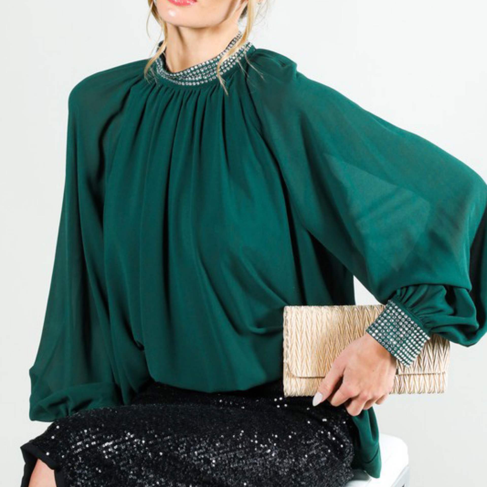 Rhinestone Detail Blouse