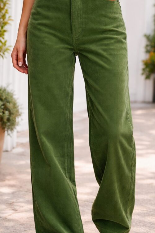 Corduroy Fabric With Pockets Detailed Pants