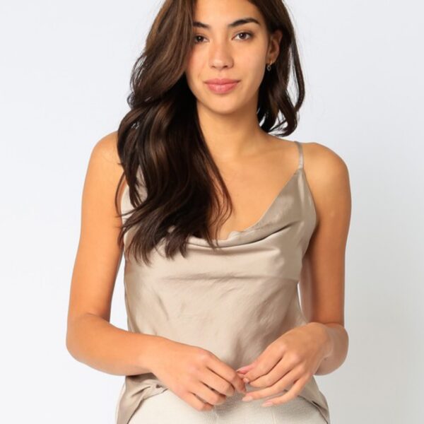 Satin Cowl Neck Tank