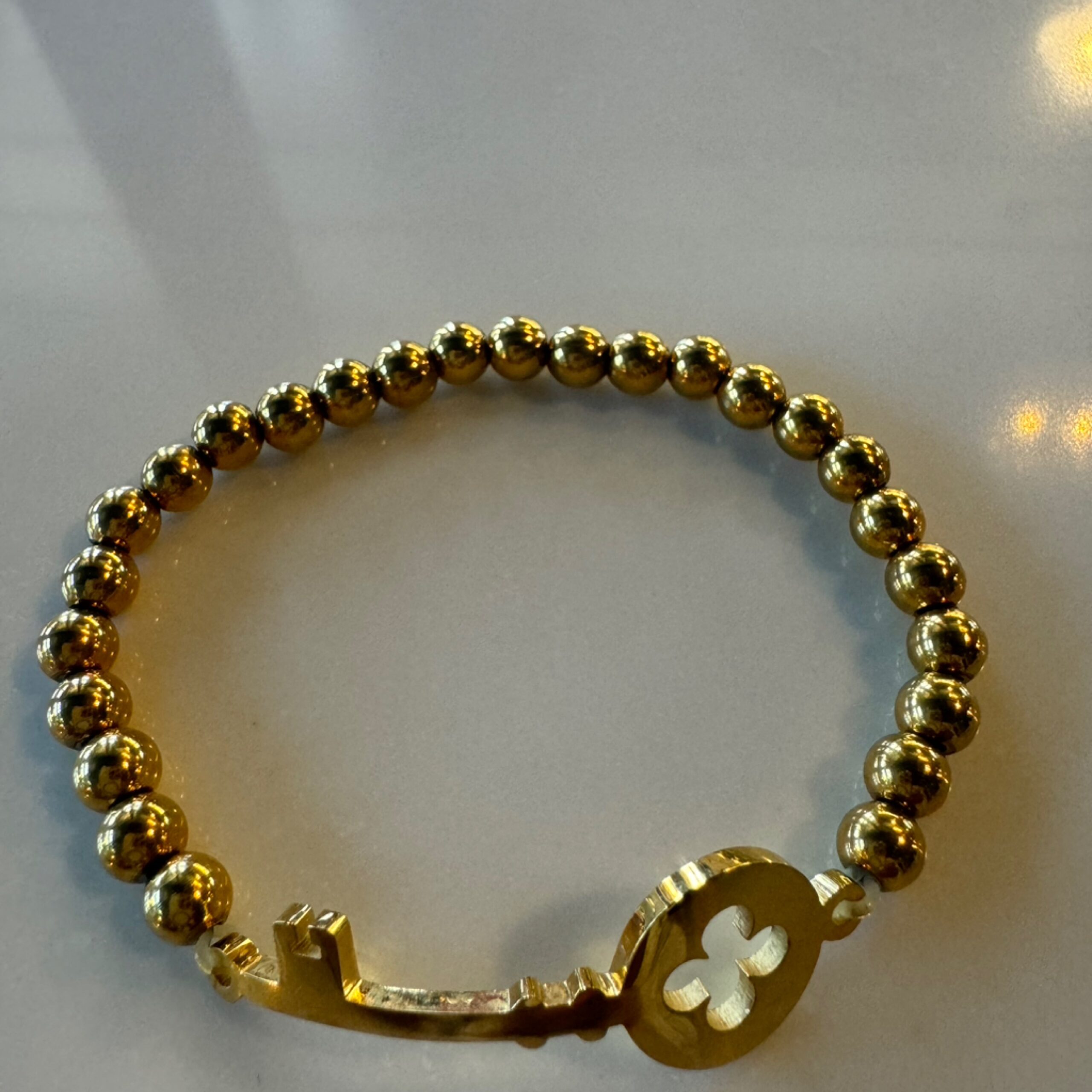 Mayan Gold Tone Key Bracelet