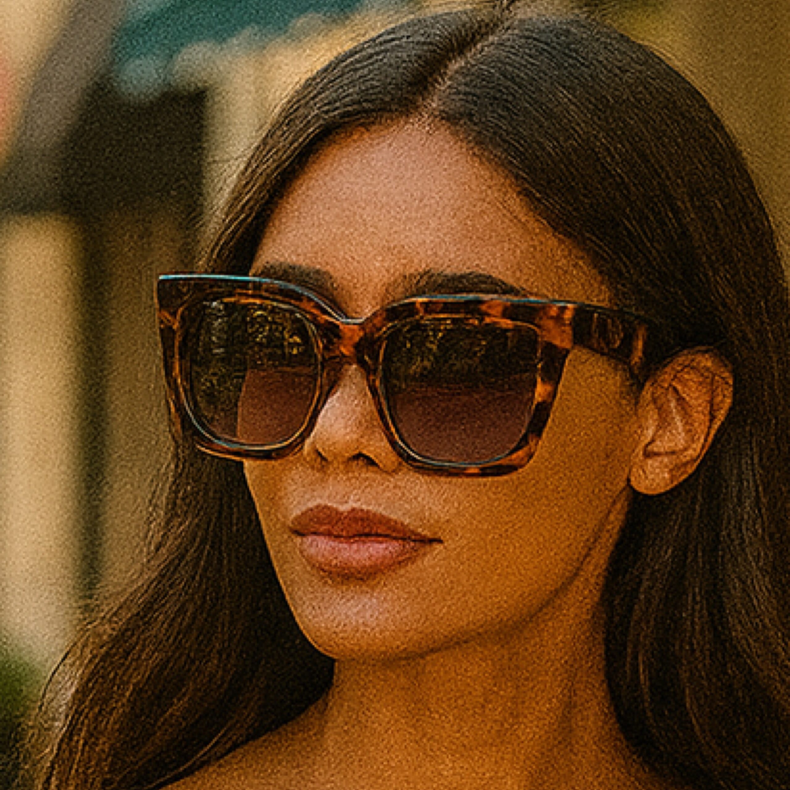 Acetate Square Frame Sunglasses