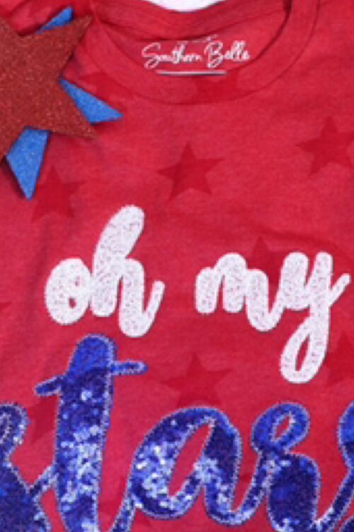 Oh My Stars USA Patriotic 4th of July Short Sleeve