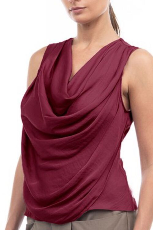 Drape Neck Satin Tank