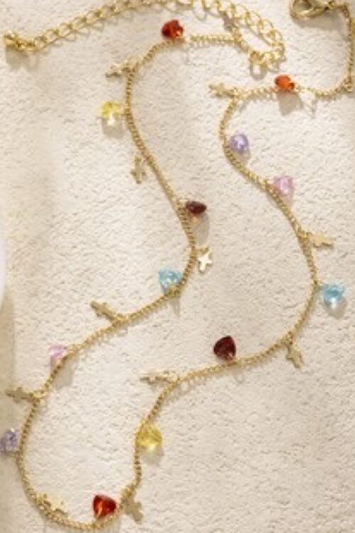 Multi Color Zirconia Bead Drop Necklace