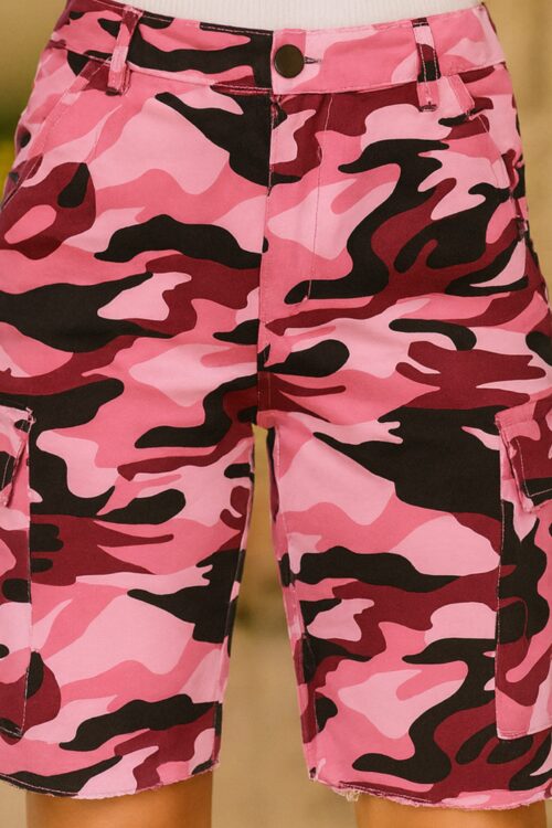 High Waisted Stretch Camo Shorts