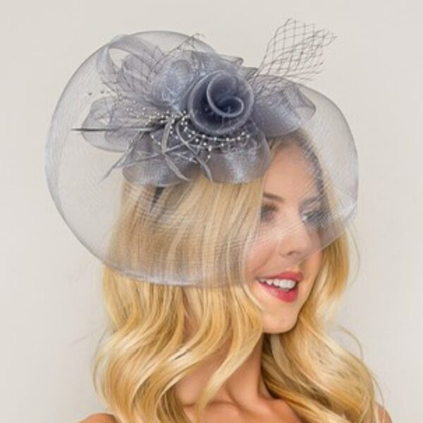 Floral Feather Loopy Bow Mesh Fascinator